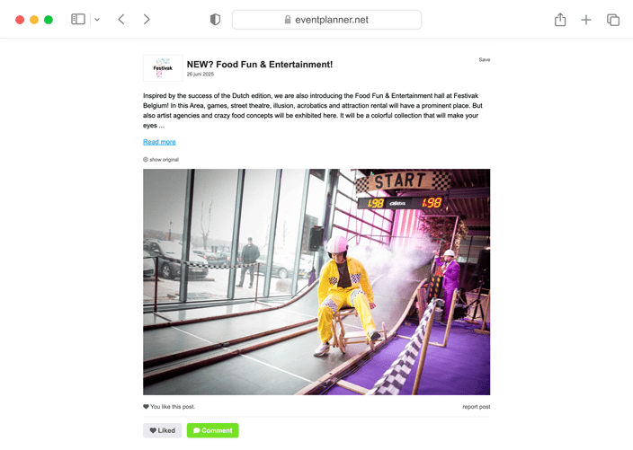 Capture d'écran d'un article publié sur une page d'entreprise eventplanner.net.