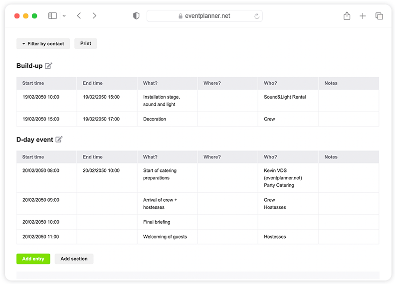 callsheet